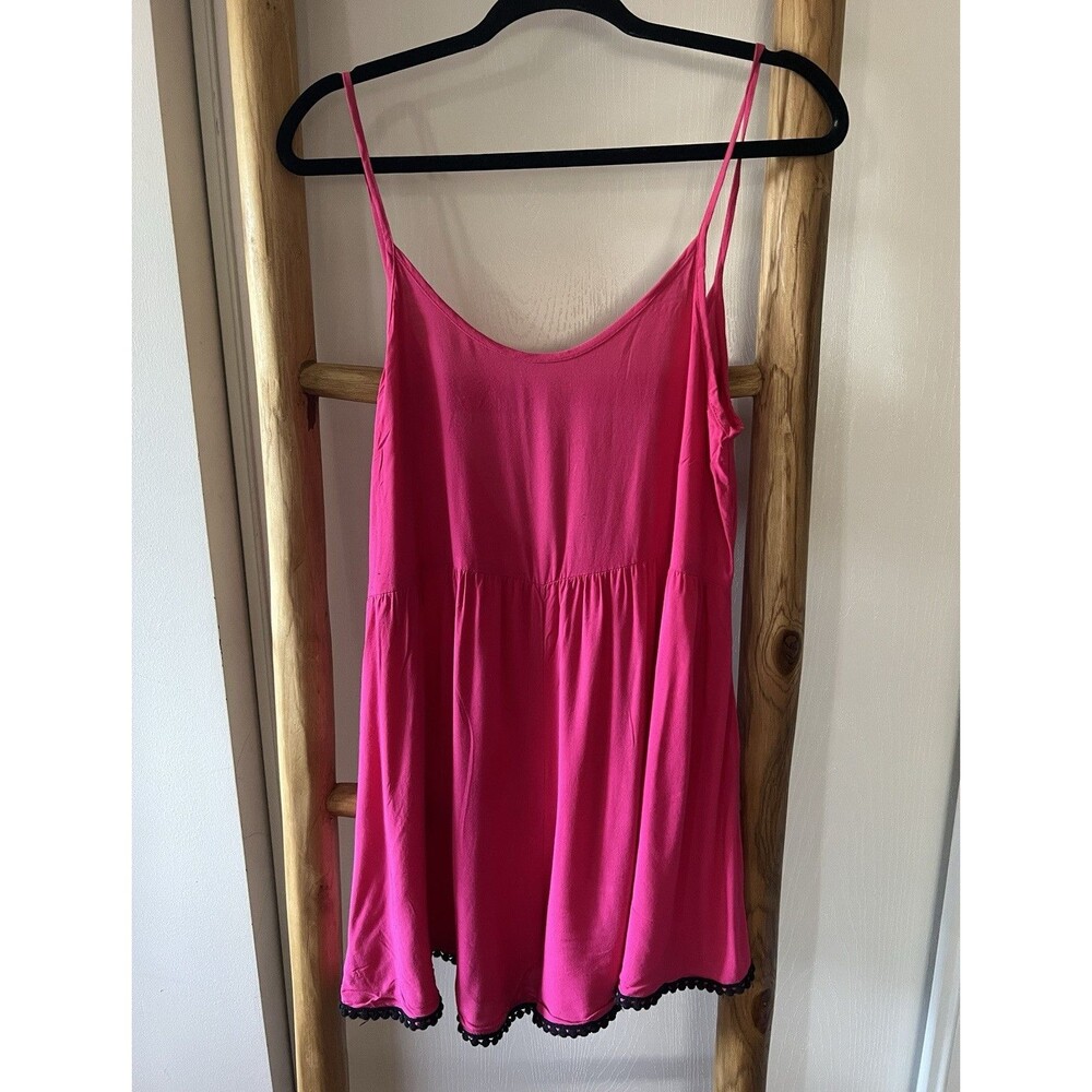 Audrey Womens Pink Solid Scoop Neck Strappy Sleeveless Top L